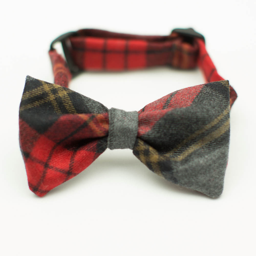 Wool Tartan Plaid Dog Bow Tie “George A. L.”